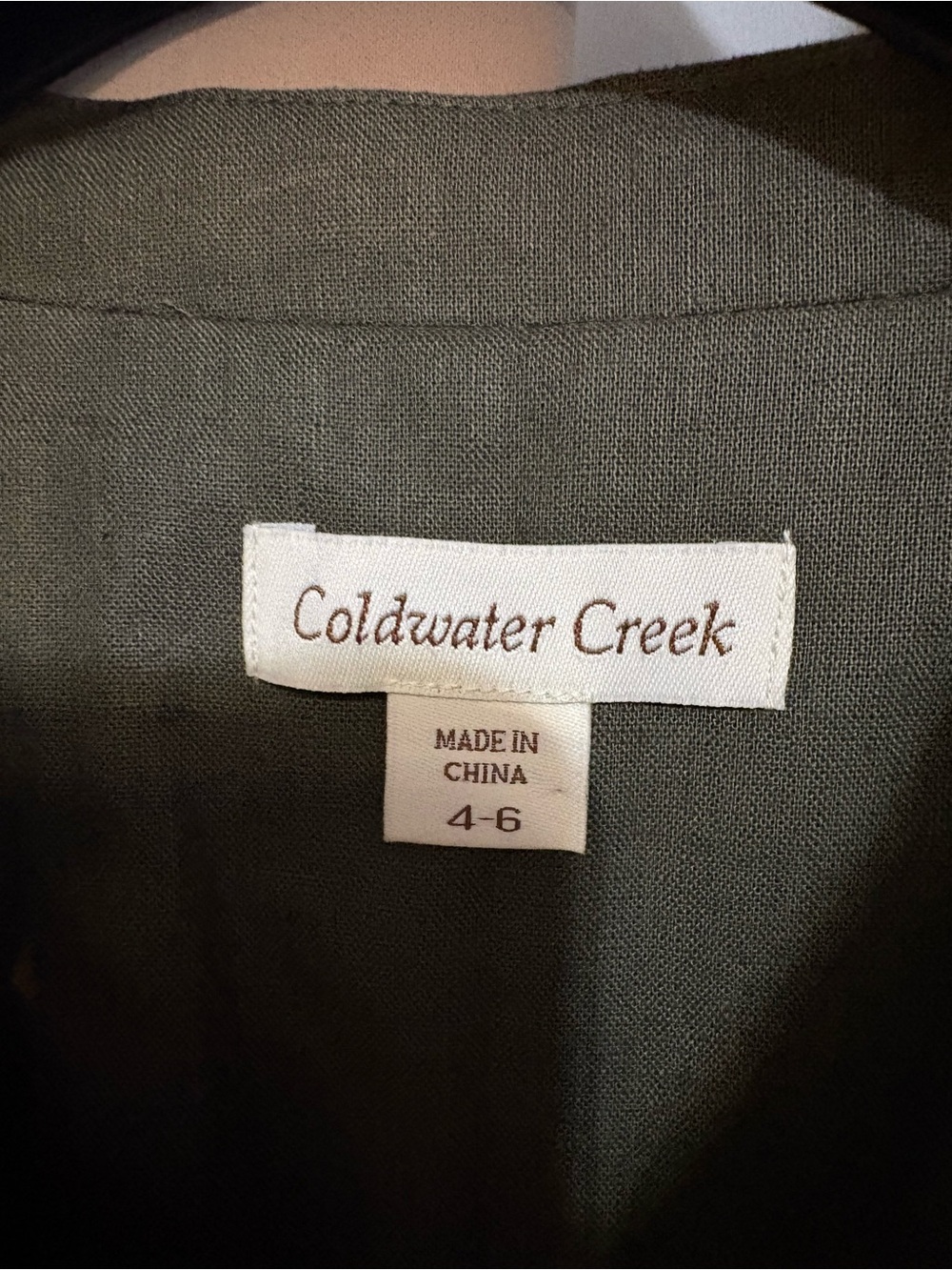 Coldwater Creek Olive Open Crochet-Hem Blazer #2324 - Picture 4 of 8